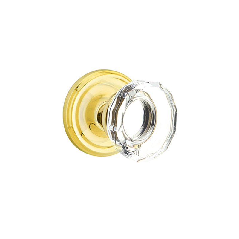 Double Dummy Lowell Knob with Regular Rose, Polished Brass