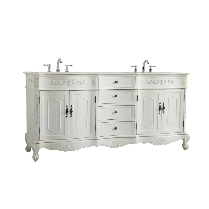 Ensemble de meuble-lavabo double 72 po Burnet, Blanc, Crème, Blanc antique