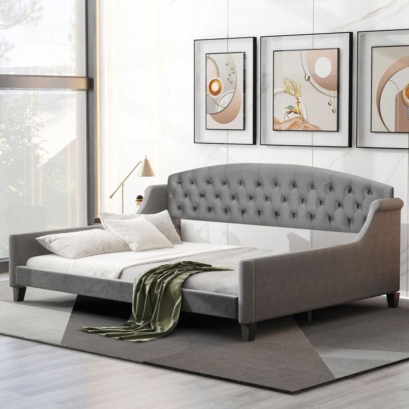 Modern Luxury Tufted Button Daybed, Gray, Full