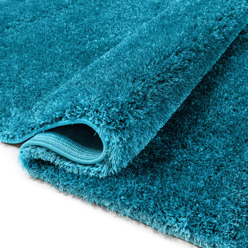 Tapis bleu à poils longs Feather, Rectangle 9 pi 3 po x 12 pi 6 po