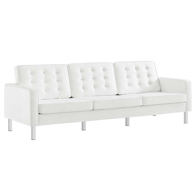Loft Tufted Vegan Leather Sofa by Modway, Faux Leather White