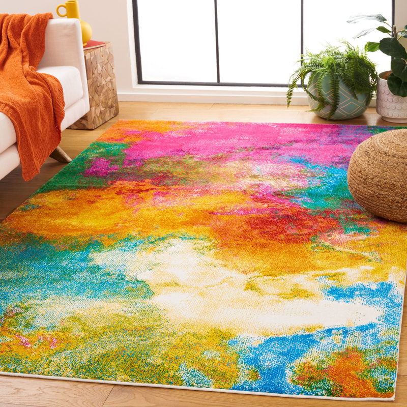 Tapis abstrait Ciara Watercolor Performance, Rectangle 5 pi 3 po x 7 pi 6 po