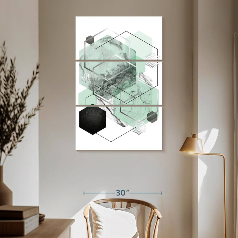 Avery Mint Geometric II, 65" H x 42" W