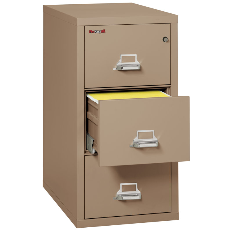 Fireproof 20.8125'' Wide 4 -Drawer Steel File Cabinet, Taupe, Key Lock