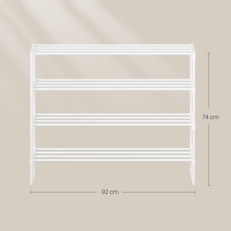 Bladwell 10 Pair Stackable Shoe Rack, 72cm H x 92cm W x 30cm D, White