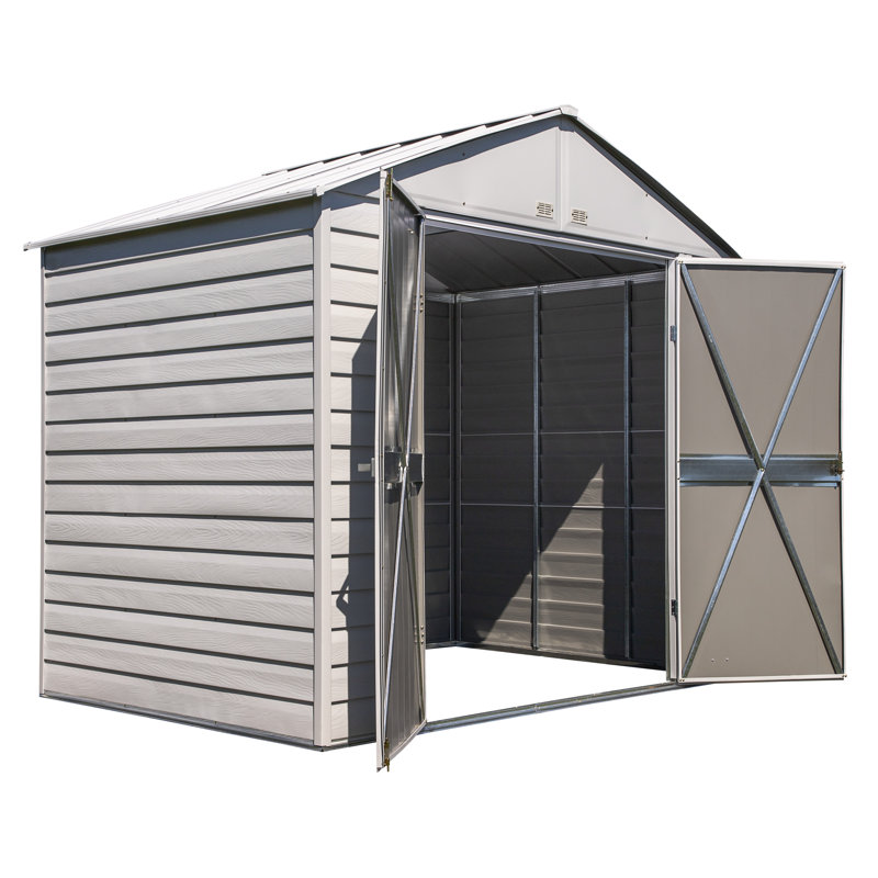 Flute Grey 8x6 Galvanized Steel Storage Shed with High Gable Roof