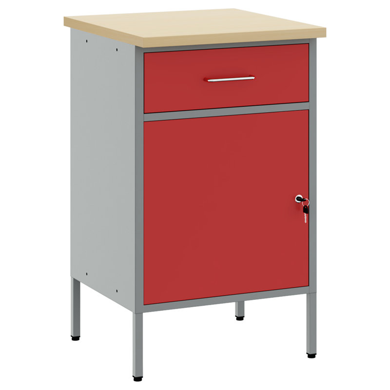Work Bench with Drawer with Lock, Red