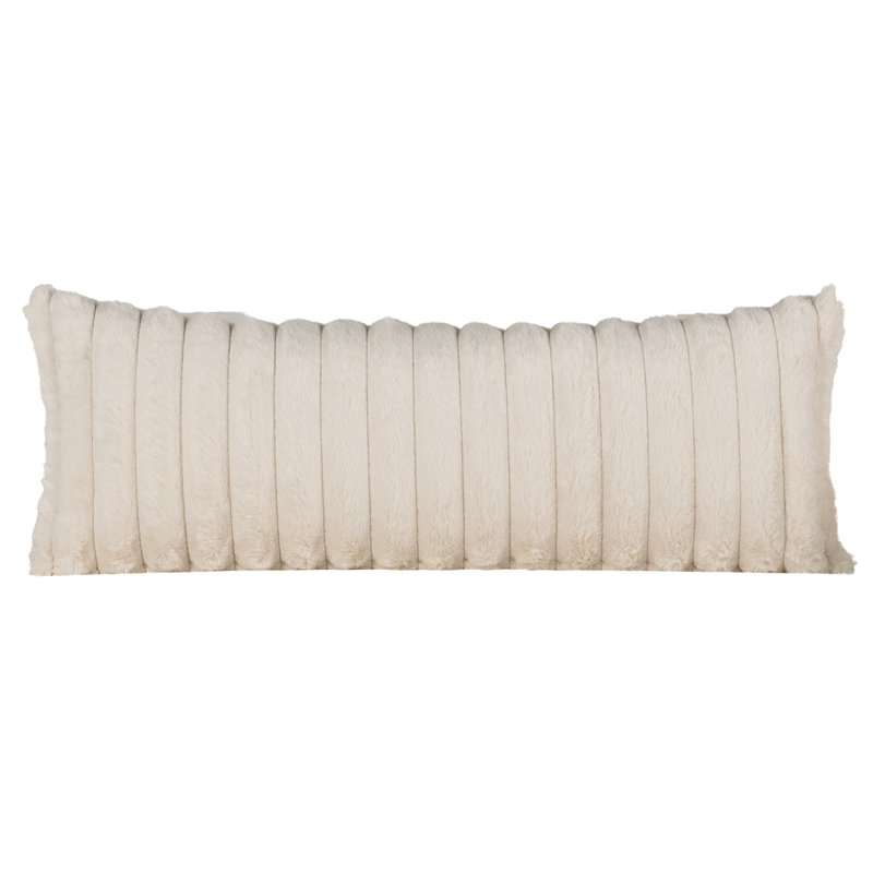 Coussin décoratif en fausse fourrure Siscovers - confort luxueux , Crème, crème, Rectangulaire H 12 po x l 21 po, Plumes