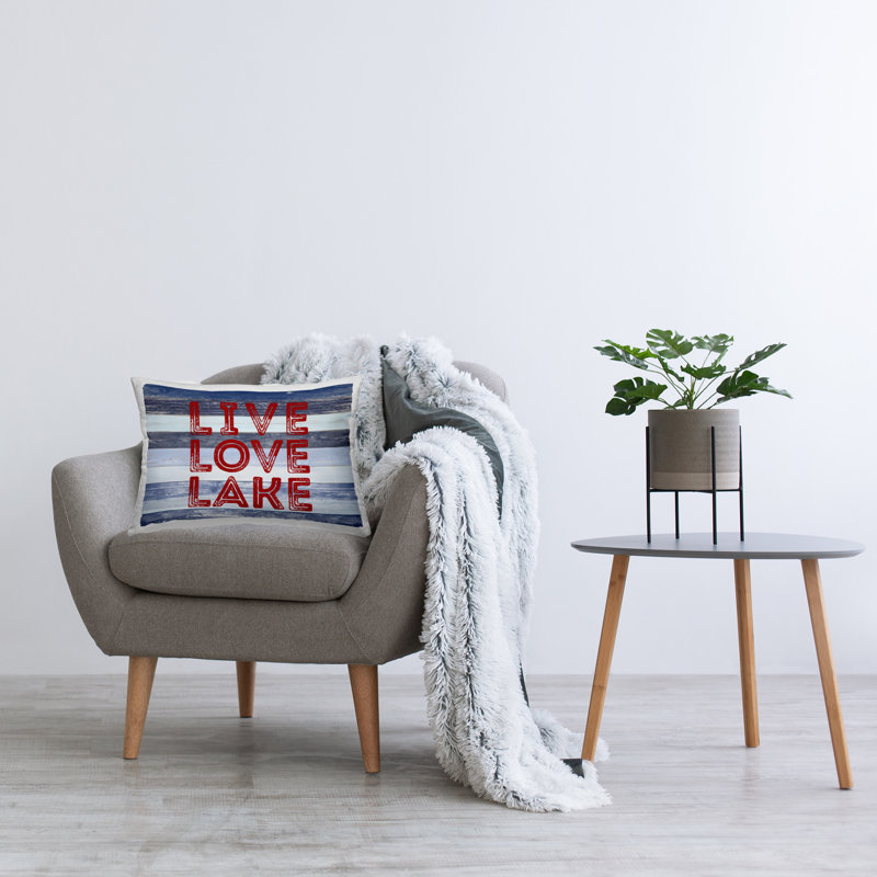 Coussin décoratif à rayures Live Love Lake