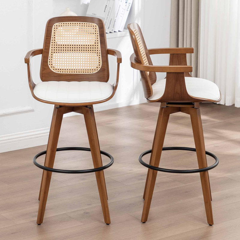 Tabouret de comptoir pivotant Clero, Tabouret de comptoir (siège d'une hauteur de 26 p, Beige