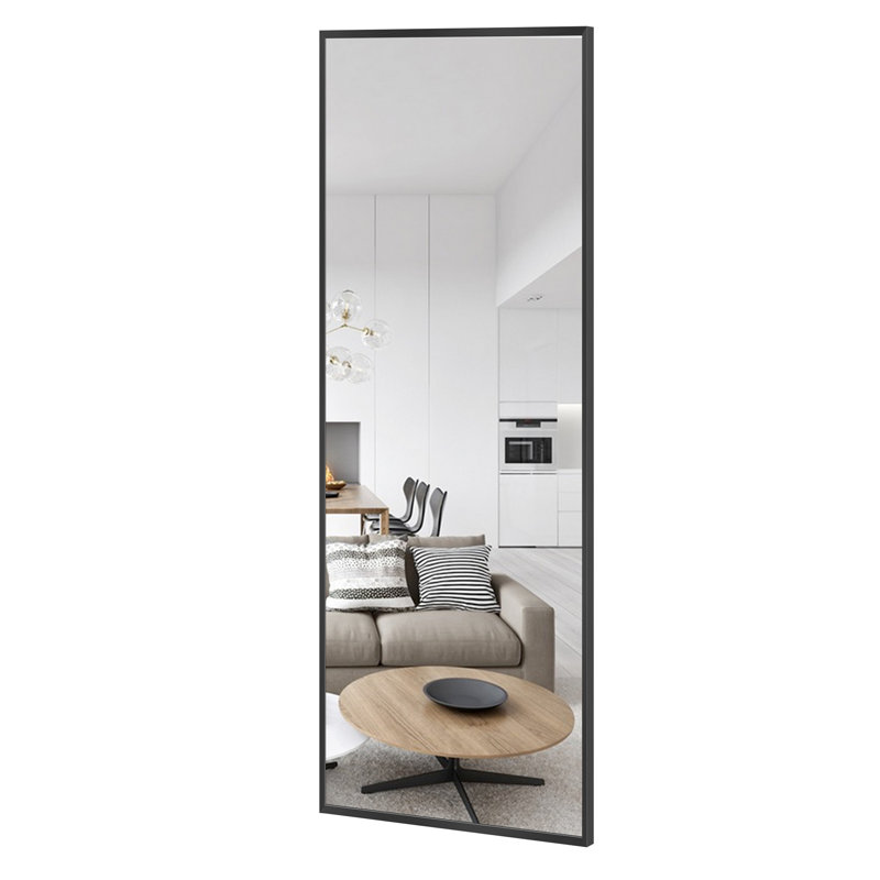 Talma Wood Flat Mirror, 59" H x 19" W, Black