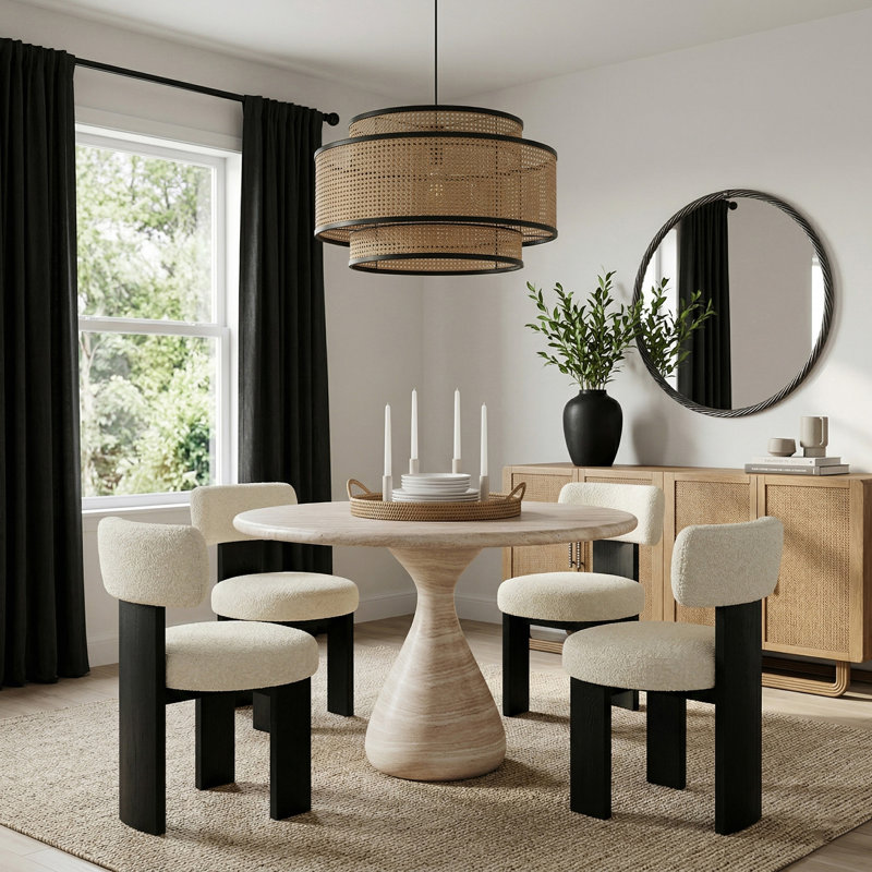 Table de salle à manger Sano Caja, H 30 po x l 36 po x P 36 po, Travertin