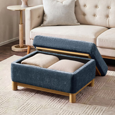 Repose-pieds rectangulaire avec rangement en chenille Elan