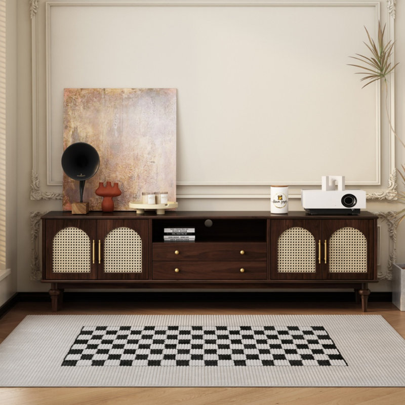 Meuble télé simple et rétro, H 22,83 po x L 86,61 po x l 15,75 po, Marron foncé