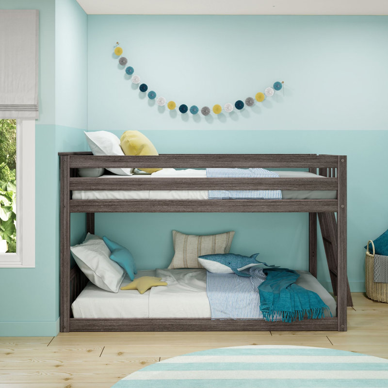  Dontra Kids Twin Over Twin Low Bunk Bed, Clay