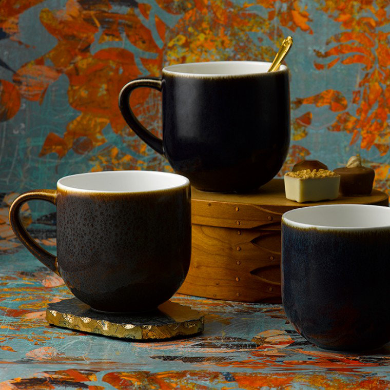 Art Glaze Bone China Coffee Mug, Flamed Caramel