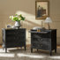 Kaybri Farmhouse 26'' W 3-Drawer Fluted Solid Wood End Table with Built-In Outlet and Pull-out Tray