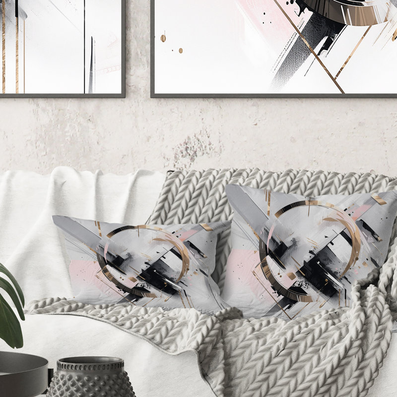 Coussin décoratif rose et gris Mosaic Echoes II