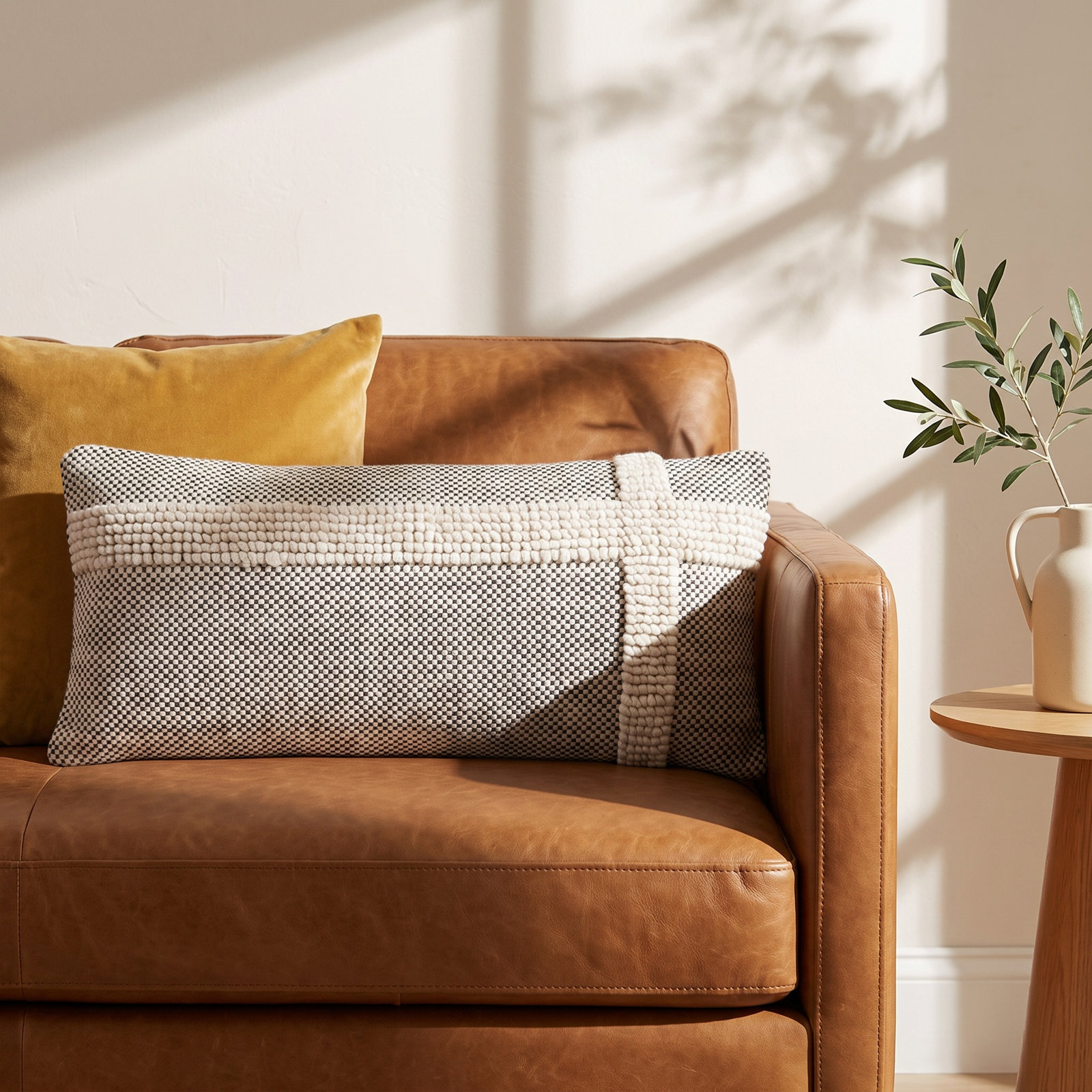 Sefarina Striped Wool Lumbar Throw Pillow, Down