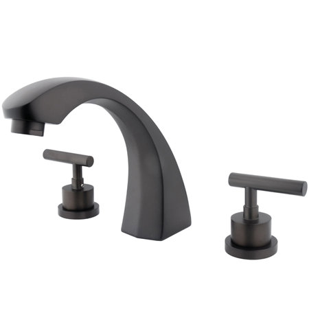 Kingston Brass Manhattan Two-Handle 3-Hole Deck Mount Roman Tub Faucet, Oil Rubbed Bronze