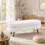 Banc de rangement ovale ottoman avec pieds en bois d'hévéa-134757301