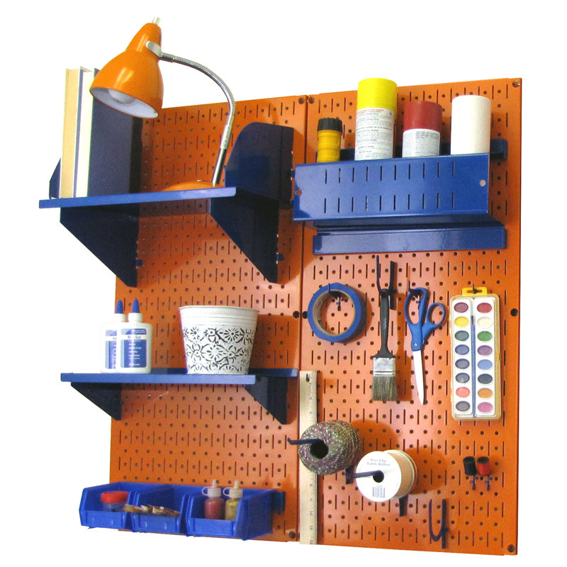 Hobby Craft Pegboard Organizer Storage Kit, Orange and Blue