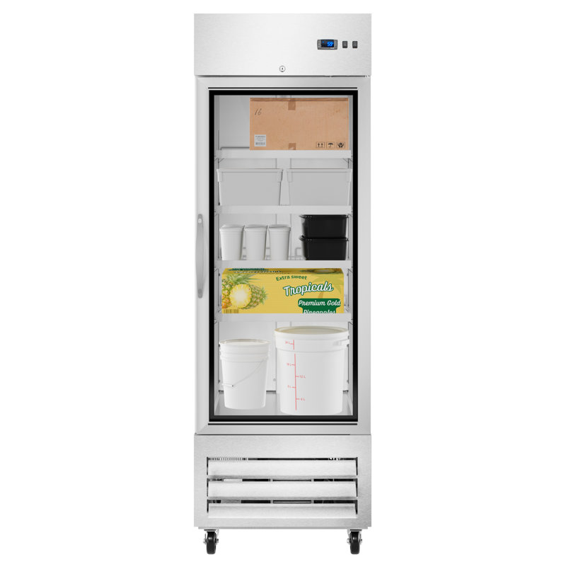 Réfrigérateur / congélateur commercial à porte simple en verre 27 po Pi. Capacité