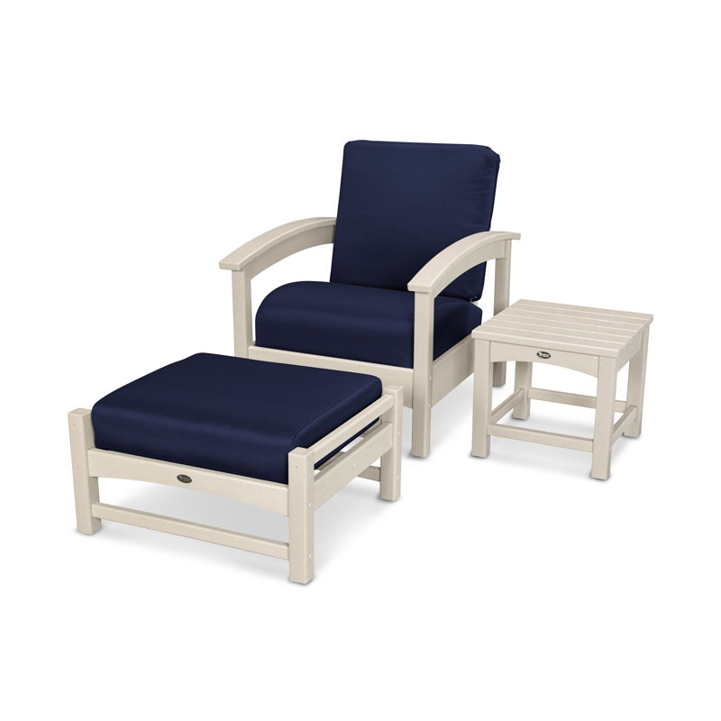 Rockport 3-Piece Deep Seating Set, Navy, Sand Castle