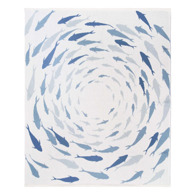 Azure School of Swim Fish Indoor/Outdoor Throw Blanket