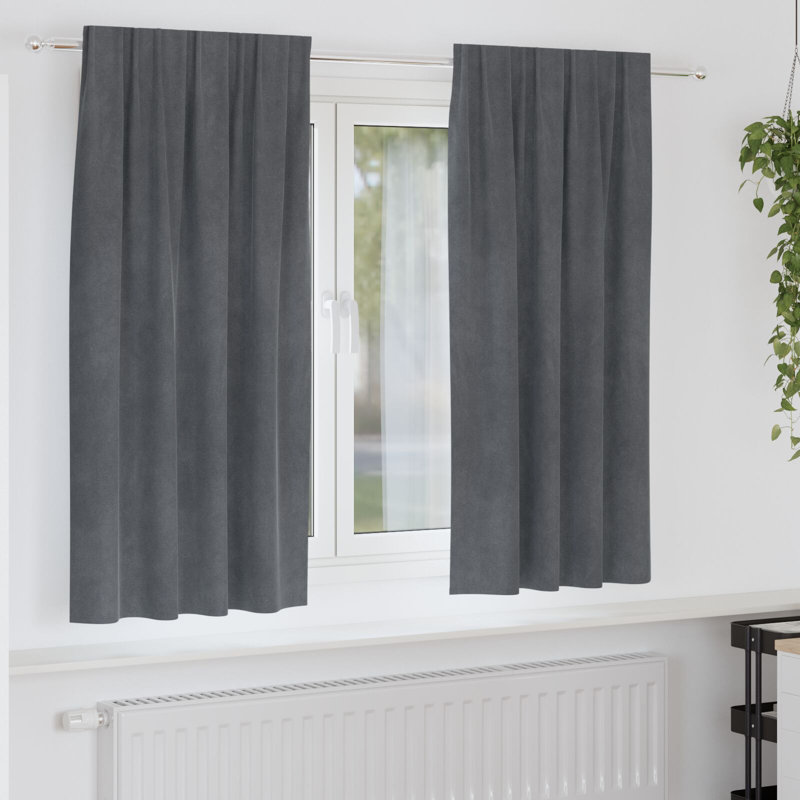 Curtains Polyester 140Cm Sound-Absorbing, Light Grey, 140cm Width x 175cm Drop