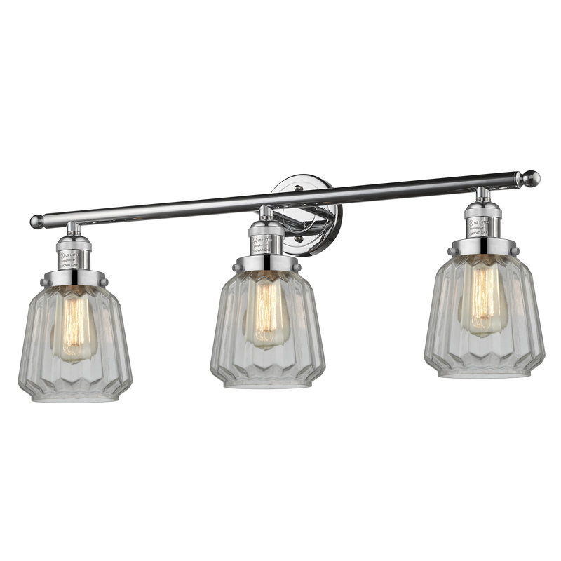 Éclairage pour meuble-lavabo 3 lumières à intensité réglable Vinson, Nickel poli, Transparent