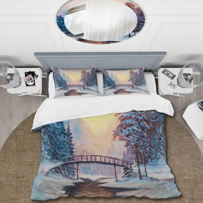 Ensemble de housse de couette en microfibre blanc / bleu foncé / jaune