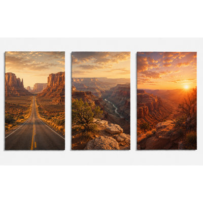 Extra-Large Set of 3 Grand Canyon Desert Wall Art Southwest Canyon  Canvas Prints Sunset Nature Decor for Living Room Bedroom Office 24x36 Inch Canvas Print - Ready to hang