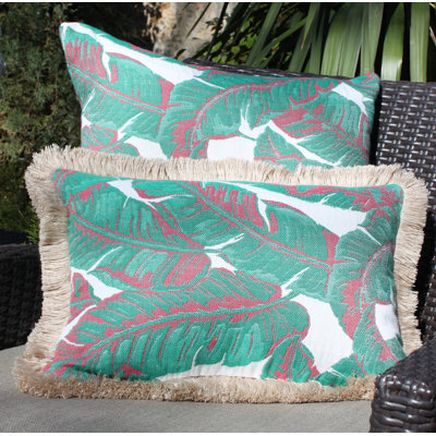 Skelton Fringed Sunbrella® Outdoor Reversible Throw Pillow