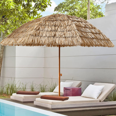 8'Thatch Patio Tiki Umbrella Tropical Palapa Raffia Tiki Hut Hawaiian Hula Beach Umbrella,Straw Umbrella