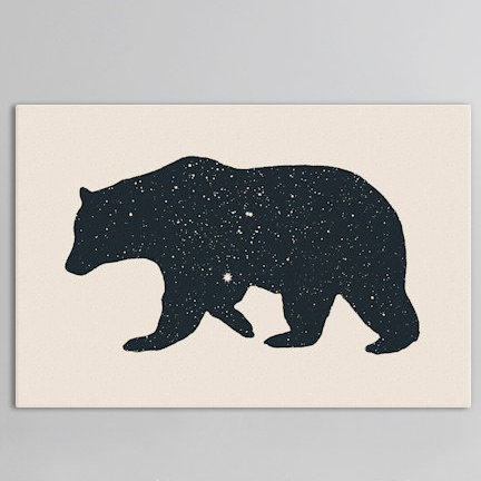«Bear», impression sur toile tendue, Papier d'art encadré noir, Blanc, H 24 po x l 32 po x P 1 po
