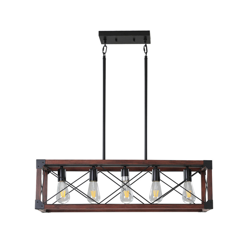 Luminaire suspendu réglable en fer noir mat à 5 lampes