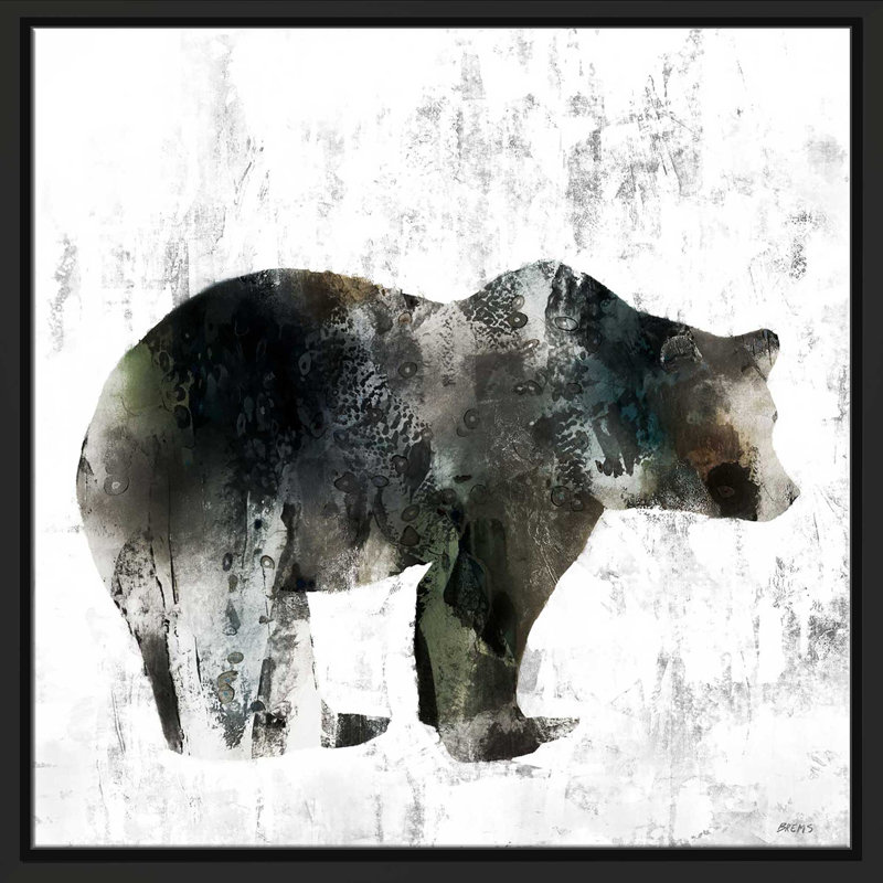 " Bear ", 21.5" H x 21.5" W x 2" D, Black Floater Frame