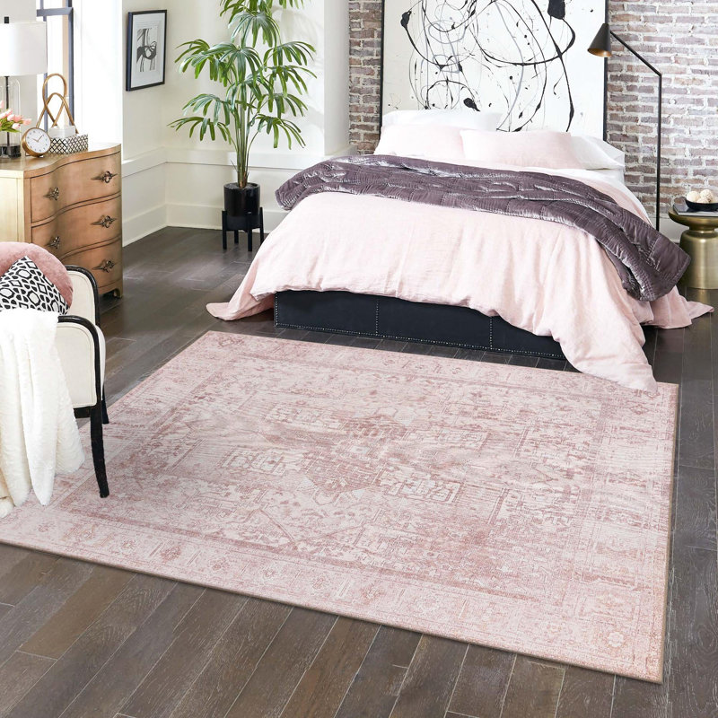 Tapis transitionnel Amilio de couleur beige / ivoire, Carré 7 pi 6 po