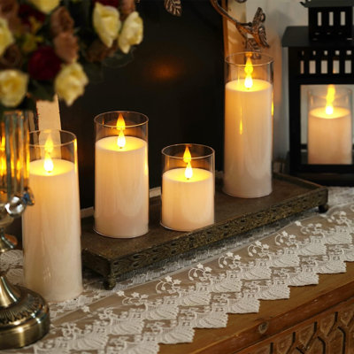 Flickering Flameless Candles, Battery Operated Acrylic LED Pillar Candles with Remote Control and Timer, Set of 5