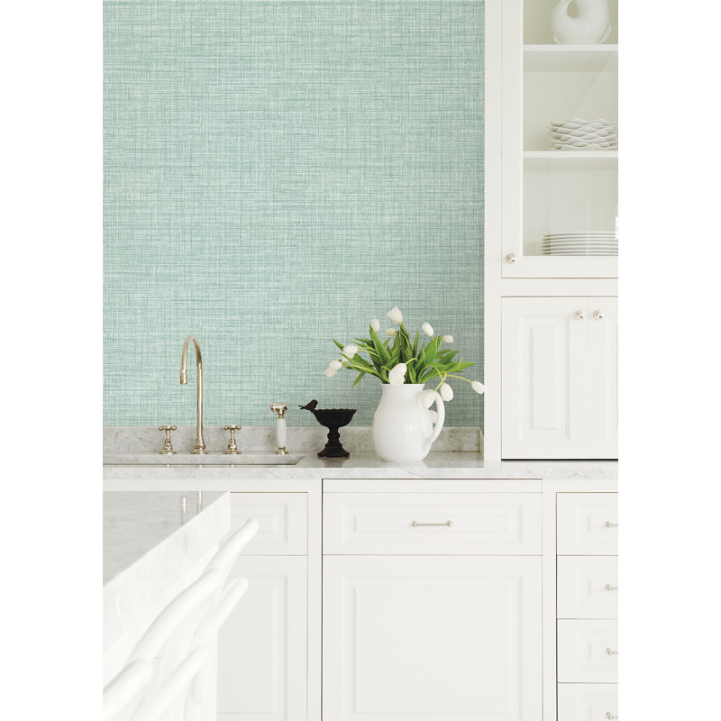 Rouleau de papier peint imprimé L 33 pi x l 20,5 po Amara Linen, Sarcelle