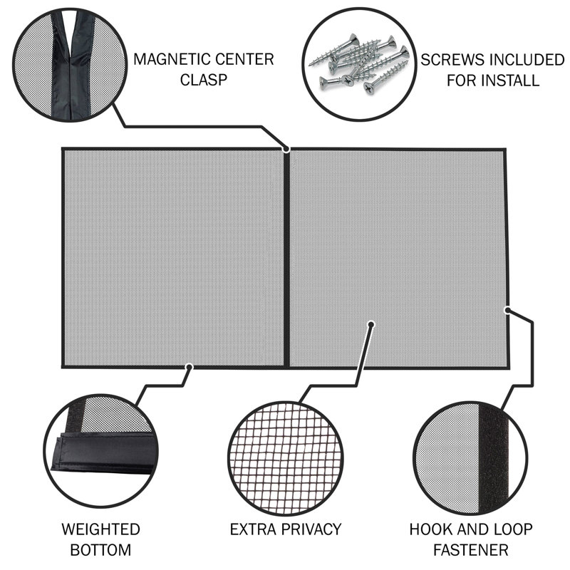 Magnetic Garage Screen Door- Heavy-Duty Fiberglass Mesh Net Enclosure with Mounting Hardware