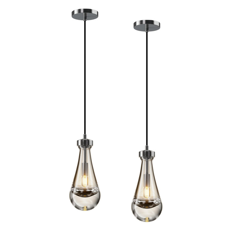 Raindrop Pendant Lights for Kitchen Island or Bedroom (Set of 2), Nickel