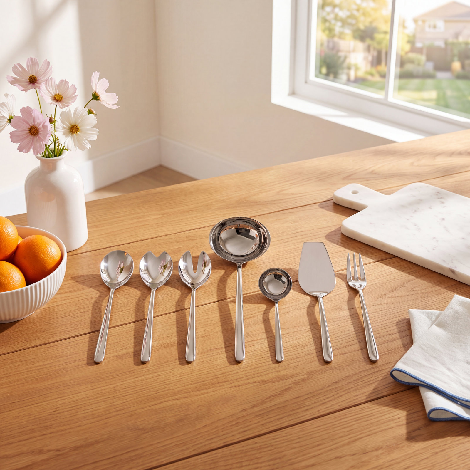 Linea 7 Piece Stainless Steel Hostess Set, Stainless Steel