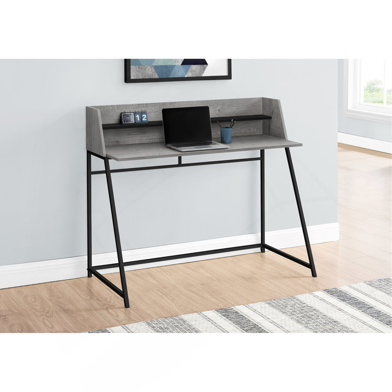Computer Desk, Home Office, Laptop, Storage Shelves, 48"L, Work, Grey Laminate, Black Metal, Contemporary, Modern, Gray
