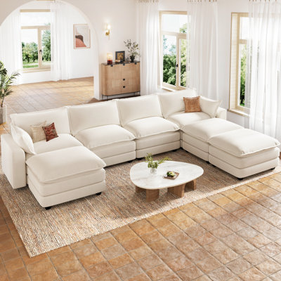 U Shaped Modular Sectional Sofa, Beige