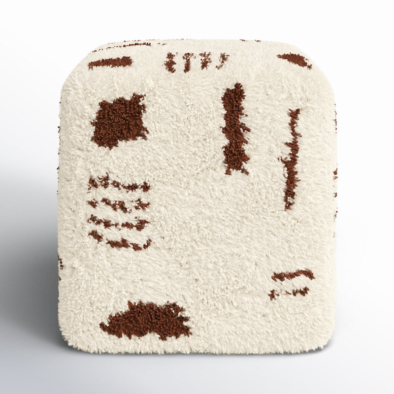 Tuaca Upholstered Pouf, Cream Boucle