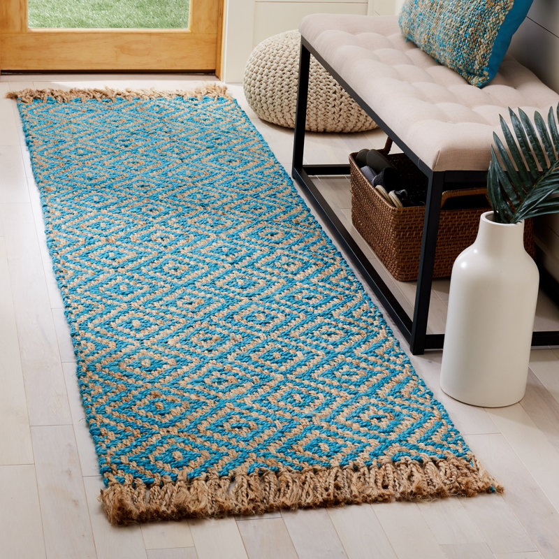 Derouen Natural Fiber Hand Woven Jute Southwestern Rug, Runner 2'3" x 10'