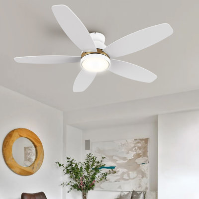 Ventilateur de plafond encastré moderne 48 po avec lumières DEL Mintun, ventilateur de plafond à 5 pales avec télécommande, ventilateur de chambre à coucher et ventilateur de salon
