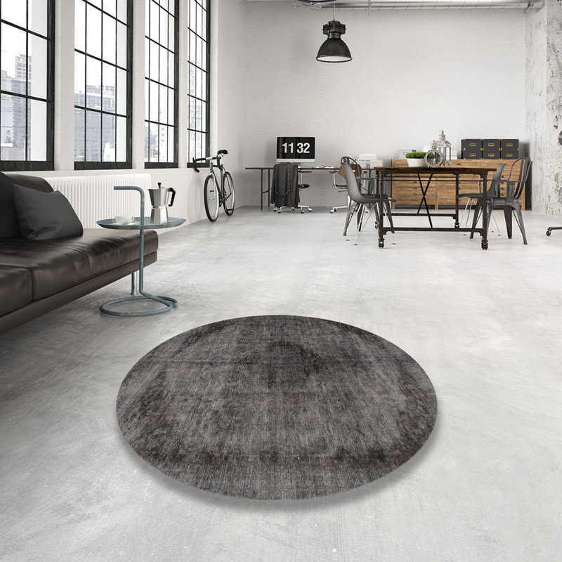 Tapis traditionnel gris / fumée, Rond 4 pi